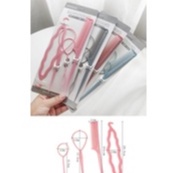 Bộ Kẹp Uốn Tóc Bốn Mảnh Bằng Nhựa Bốn Màu Sắc Kèm Dây Buộc Tóc Xoăn Họa Tiết Phong Cách Hàn Quốc HB