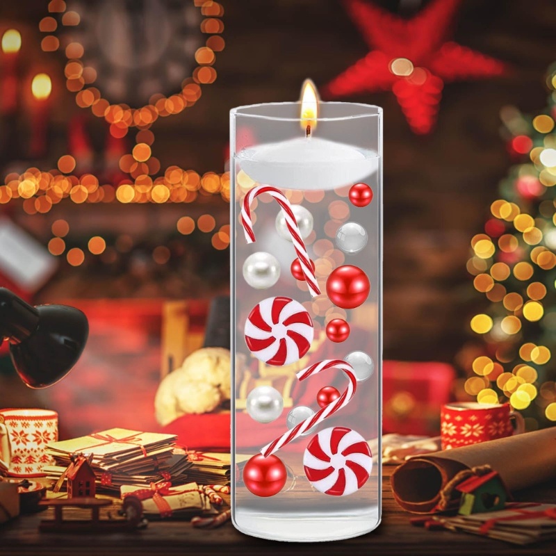 1 Bộ Bình Hoa Giáng Sinh Nổi Trên Mặt Nước Ngọc Trai Nổi Cho Bàn Đám Cưới