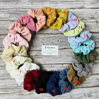Dây buộc tóc Scrunchies vải linen, cột tóc handmade dễ thương