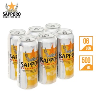 LỐC 6 LON BIA SAPPORO PREMIUM BEER 500ML