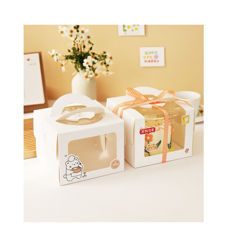 HỘP BÁNH KEM HOẠ TIẾT 16 X 16 12,5 CM