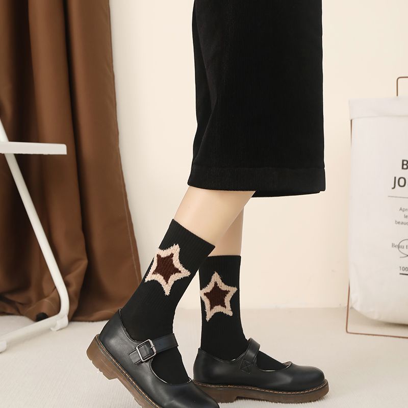 Bán Chạy#Tất Cotton Cổ Cao Màu Sắc Cà Phê Thời Trang Thu Đông Xinh Xắn Cho Nữ