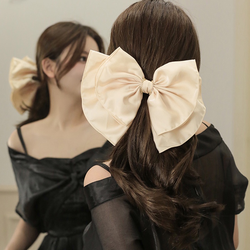 Kẹp Tóc Nơ Ruy Băng Bản Lớn Màu Trơn Thời Trang Hàn Quốc Cho Nữ