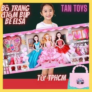 Bộ trang điểm búp bê Barbie,công chúa Elsa nữ hoàng băng giá gồm váy và hộp trang điểm