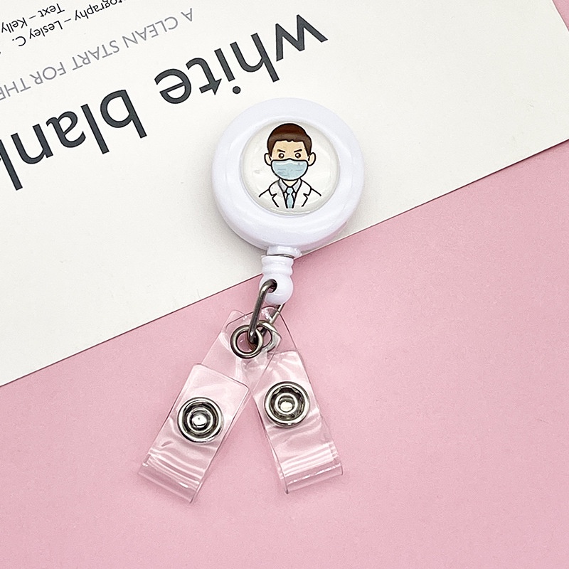 Móc - Kẹp bảng tên có dây rút họa tiết đáng yêu cho Nhân viên Y tế