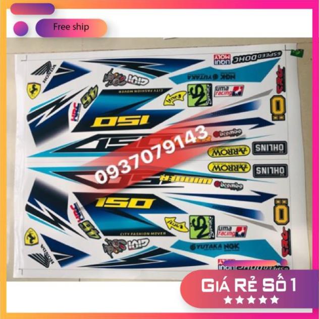 FREE SHIP + QUÀ TẶNG Tem rời xe winner dán xe trắng Tem