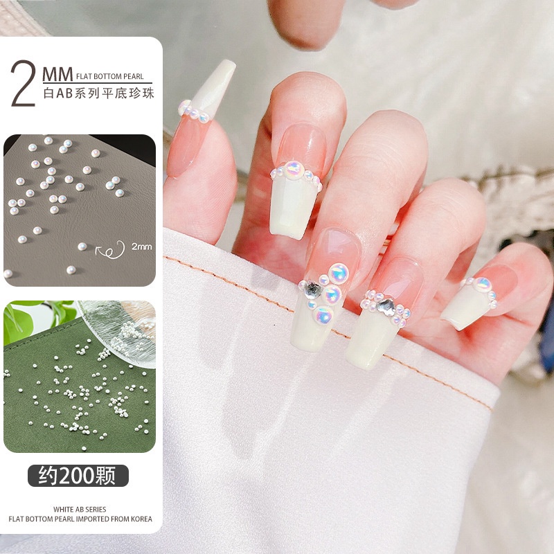 Gói 200 Hạt Ngọc Trai Nửa 2/3/4mm Cho dân nail