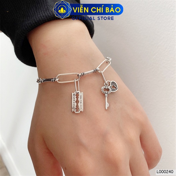 Lắc tay mix charm khóa chất liệu bạc Thái 925 thời trang phụ kiện trang sức Viễn Chí Bảo L000240