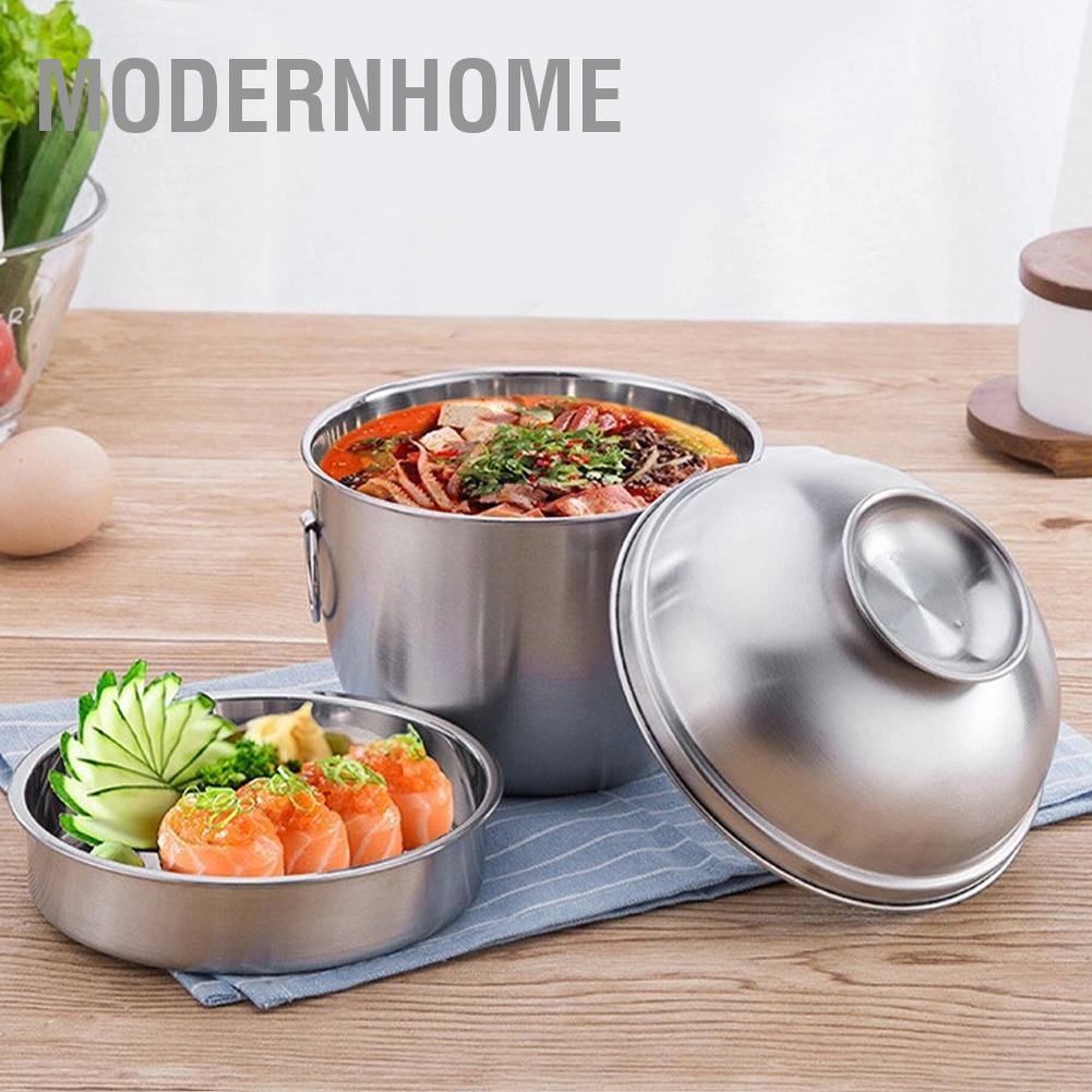ModernHome Bát mì gia dụng bằng thép không gỉ 304 súp thực phẩm Hộp đựng trái cây có nắp đậy