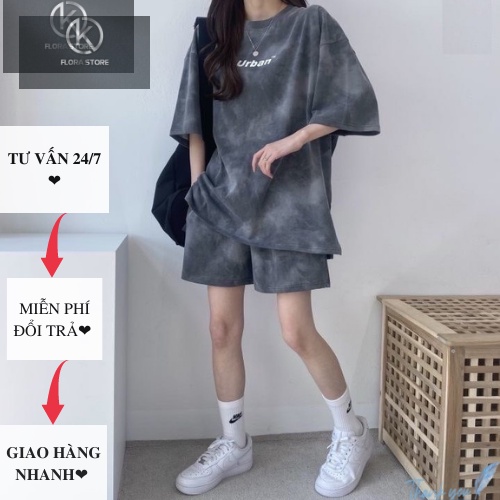 Bộ Quần Áo Thun Urban Loang Màu Ghi Sạch Sẽ Tôn Da Cho Nam Nữ Mới Nhất
