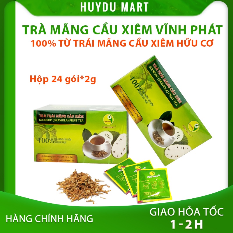 Trà trái mãng cầu xiêm thiên nhiên Vĩnh Phát - 100% từ mãng cầu xiêm tươi, hương vị thơm ngon