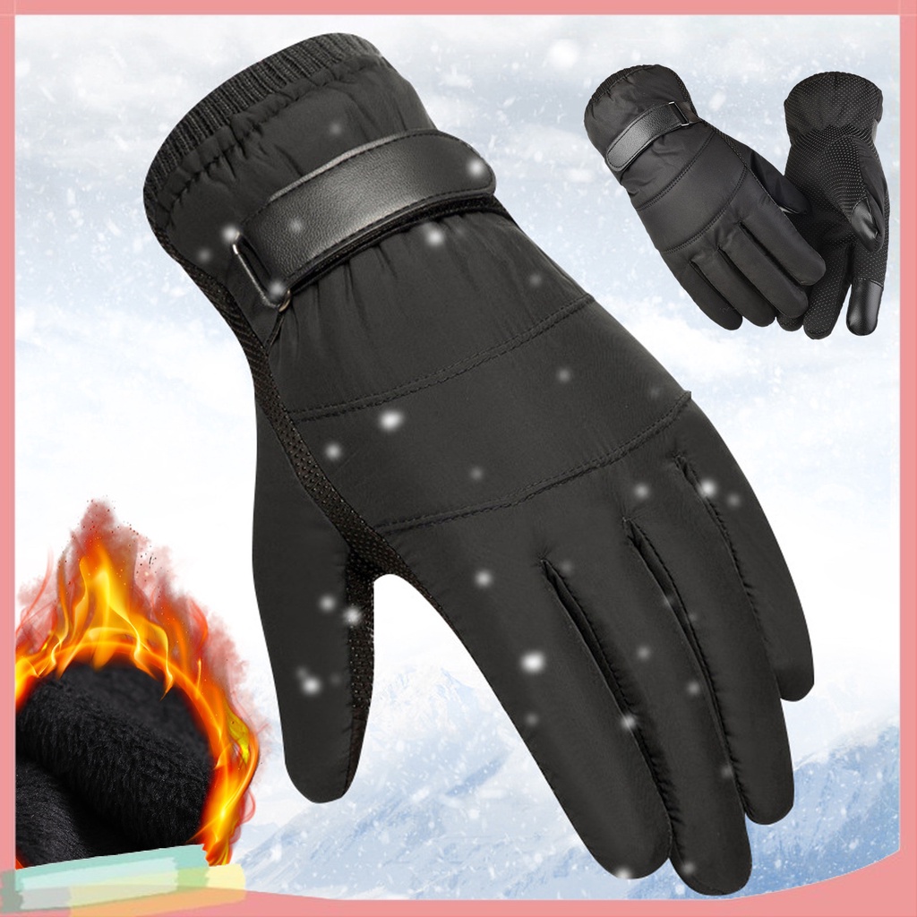 Đôi Găng Tay Lót Nhung Dày Dặn Giữ Ấm Chống Gió Có Thể Điều Chỉnh Màn Hình Cảm Ứng