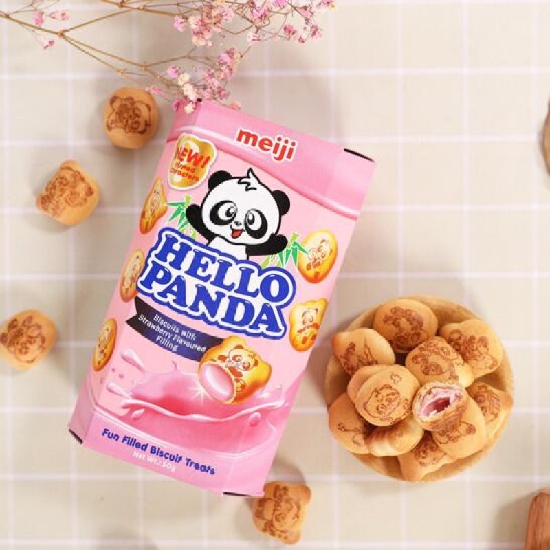 Bánh gấu Meiji Hello Panda vị sữa/dâu/chocolate hộp 50g