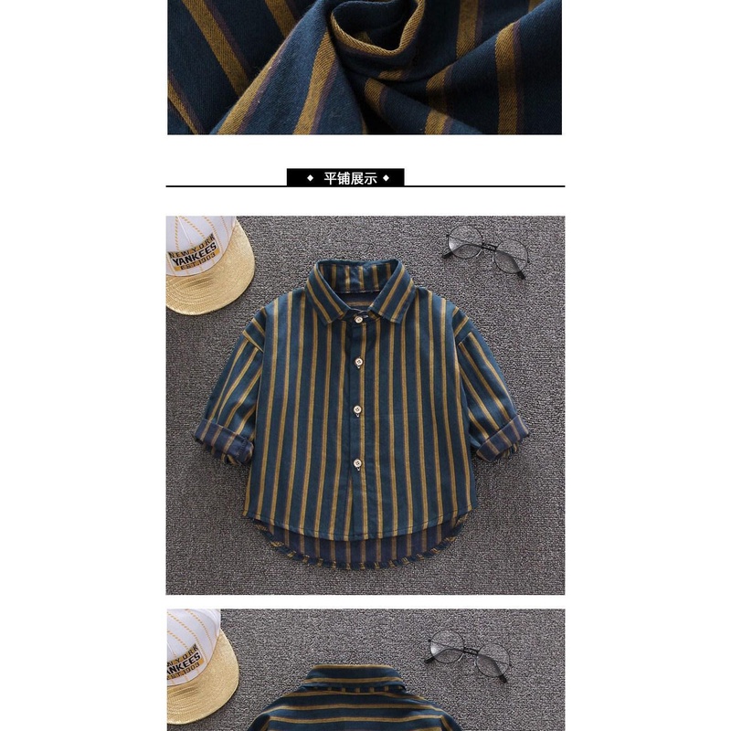 Áo Sơmi Kẻ SọC Xanh Dương Tay DàI Cho Bé Trai  2021