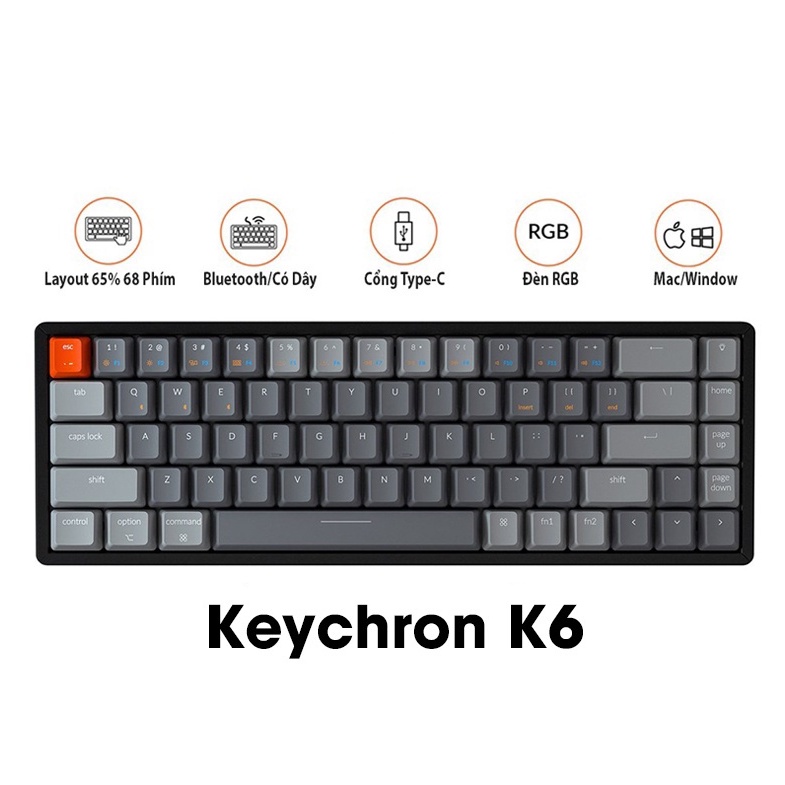 Bàn phím cơ Keychron K6 Hotswap(Hàng chính hãng)