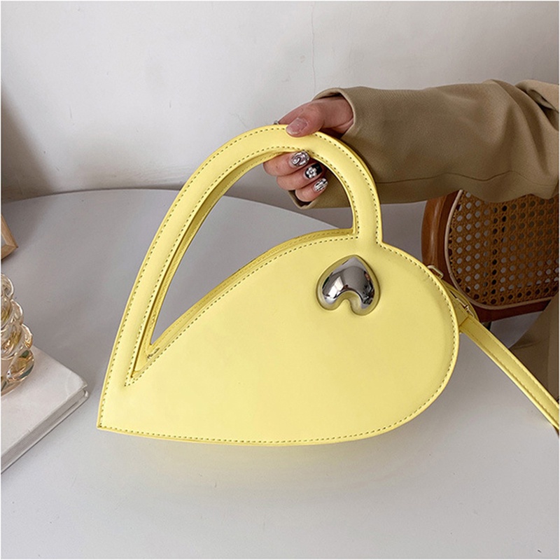 Ielgy niche Túi Đeo Chéo Màu Trơn Họa Tiết Trái Tim Cho Nữ