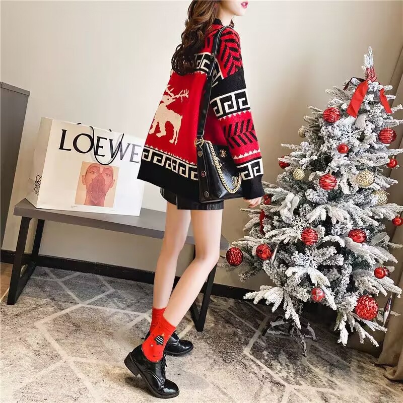 IELGYÁo sweater Dệt Kim Dày Dặn Dáng Rộng Thời Trang Cho Nữ