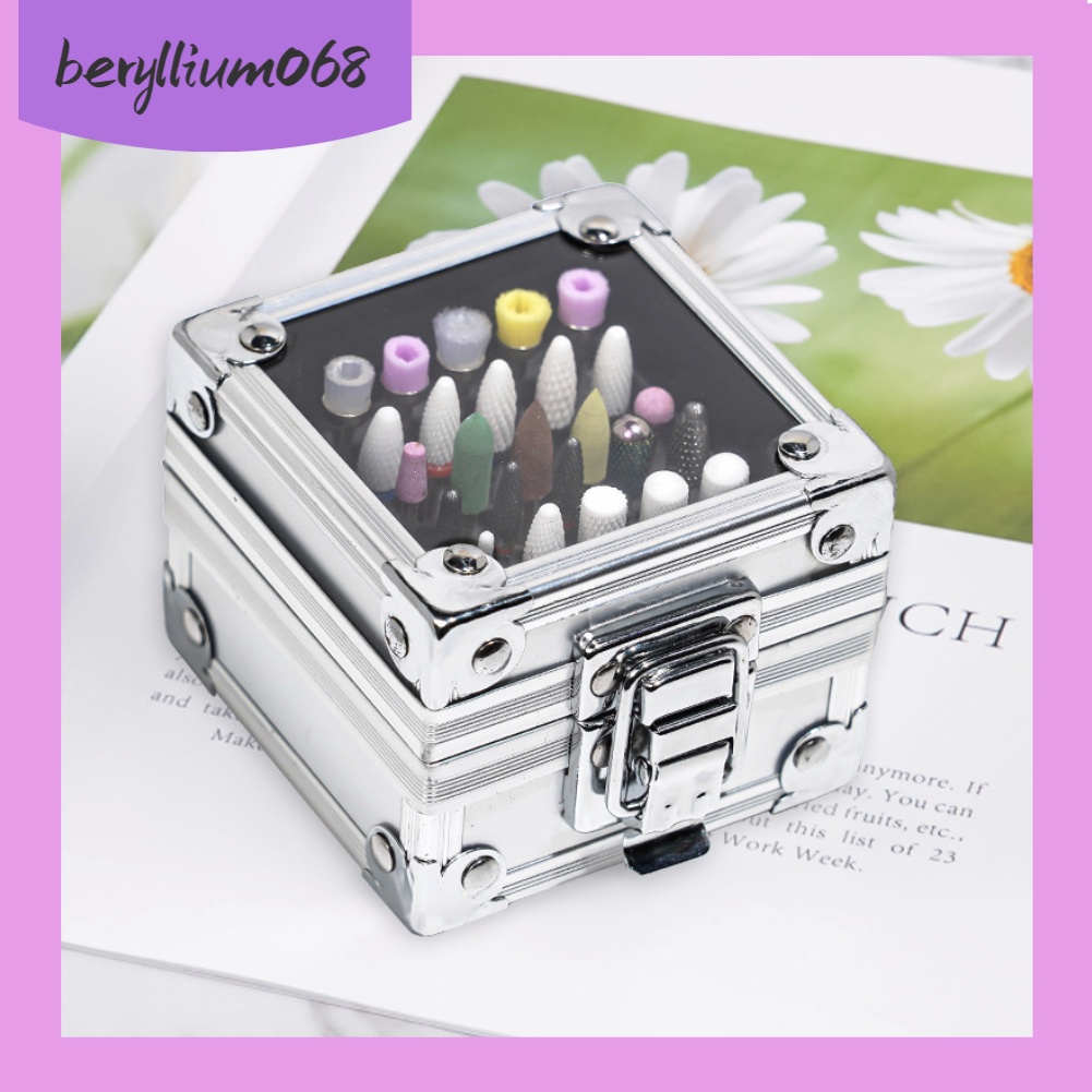 Hộp Đựng Đầu Mài Móng Tay 25 Lỗ Chống Mòn Tiện Dụng Cho Salon - rong suốt chống bụi Beryllium068