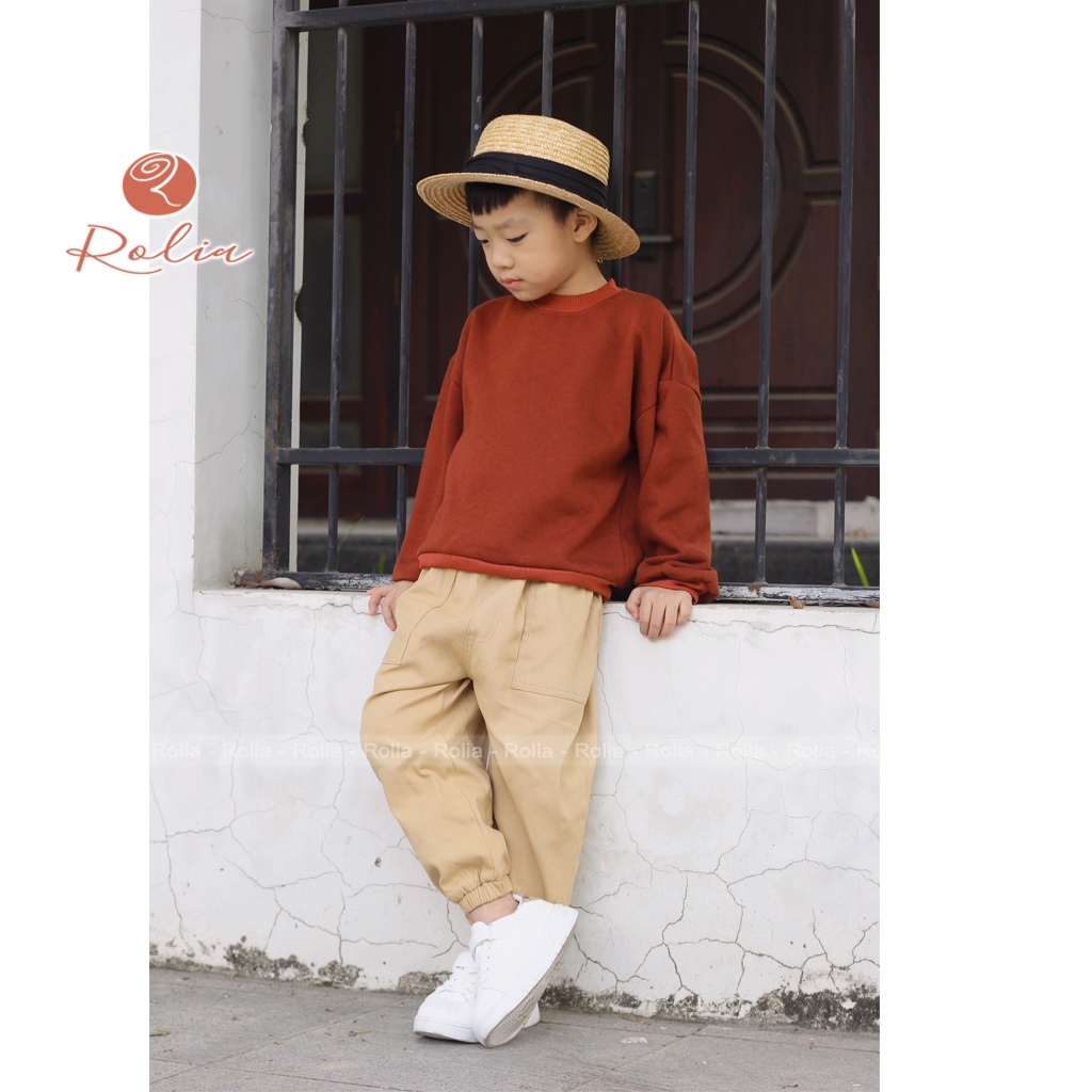 Quần kaki basic unisex ROLIA vải kaki dày dặn, chắc chắn cho bé trai và gái Q02