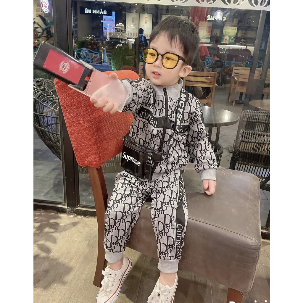 B159- BỘ NỈ TRÀN DI.O GHI KÈM TÚI CHO BÉ