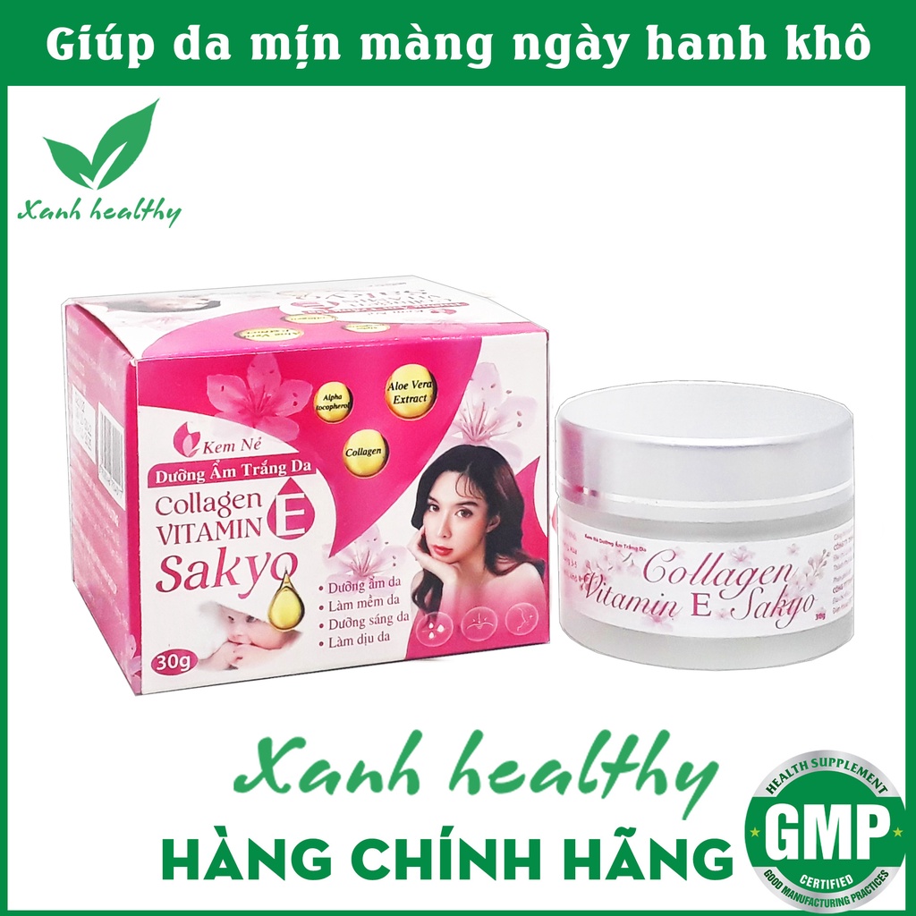 Kem nẻ Collagen vitamin E Sakyo - Giúp dưỡng da hết nứt nẻ, khô ráp, mịn màng, ngăn ngừa lão hóa, trẻ hóa da - Hộp 30g