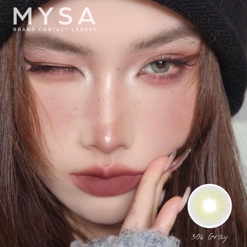 Lens Mắt Kính Áp Tròng Màu Xám Tây Ánh Xanh Nhẹ Không Viền Có Từ 0-6 Độ Cận