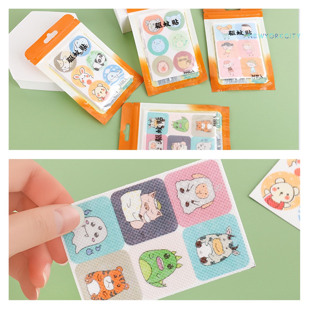 Bộ 36 Miếng Dán Chống Muỗi / Côn Trùng Hoạt Hình Dễ Thương Nhỏ Gọn An Toàn Essen