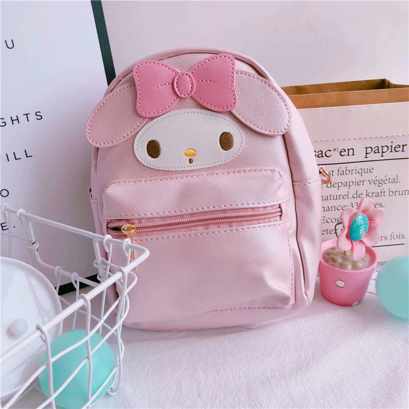 Ba Lô Mini Da PU In Họa Tiết Hello Kitty/Mu Melody Pompompurin Kuromi Sanrio 2 Chiều Cho Nữ
