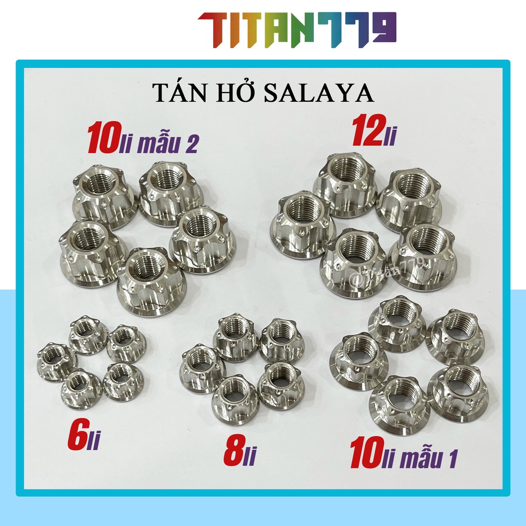 Tán 6li 8li 10li 12li 14li Salaya Inox 304 đầu hở, đầu bít bắt cốt trước sau, chân phuộc Wave Winner Ex  Sirius