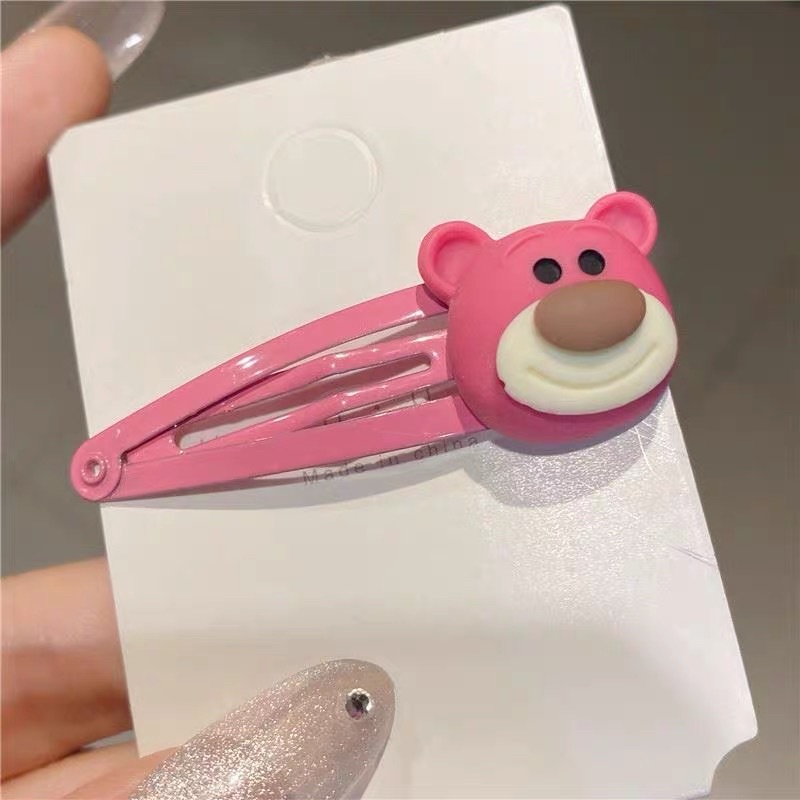Set 7 Chi Tiết Chun Kẹp Tóc Hoạ Tiết Gấu Dâu Hồng Lotso Siêu Xinh