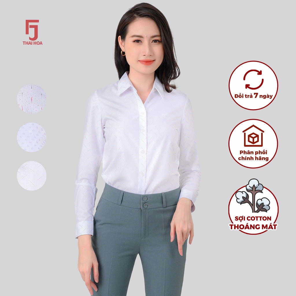 Áo sơ mi nữ công sở họa tiết các màu Thái Hòa ASW0101-R16