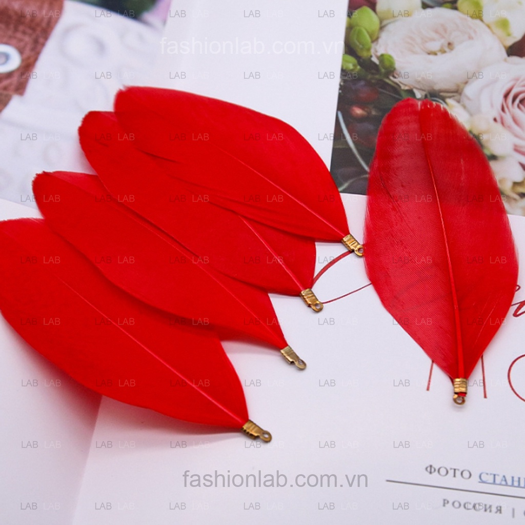 10 chiếc Lông vũ - lông chim chuôi kim loại #0212