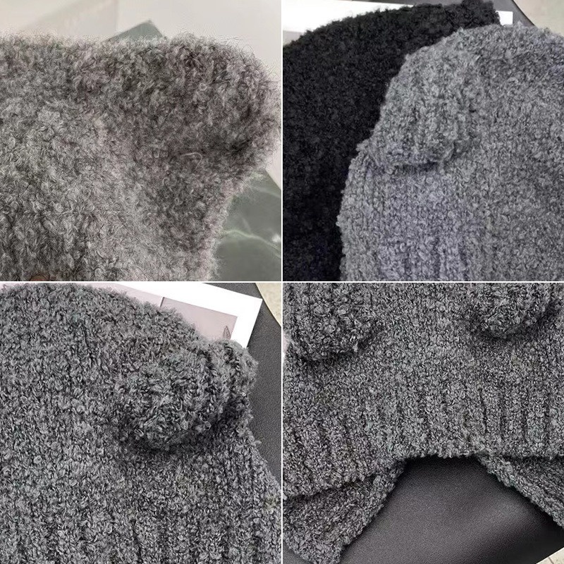 Mũ Dệt Kim Màu Trơn Đính Tai Gấu Nhỏ Xinh Xắn Thời Trang Thu Đông