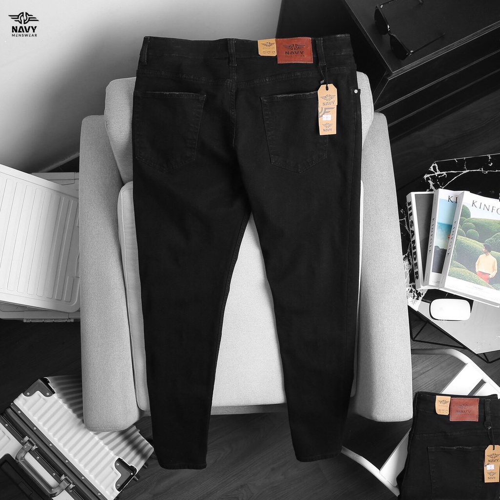 BIGSIZE NAM 80-140KG QUẦN JEAN ĐEN TRƠN NÚT ĐỎ 2BIG NAVY STAR