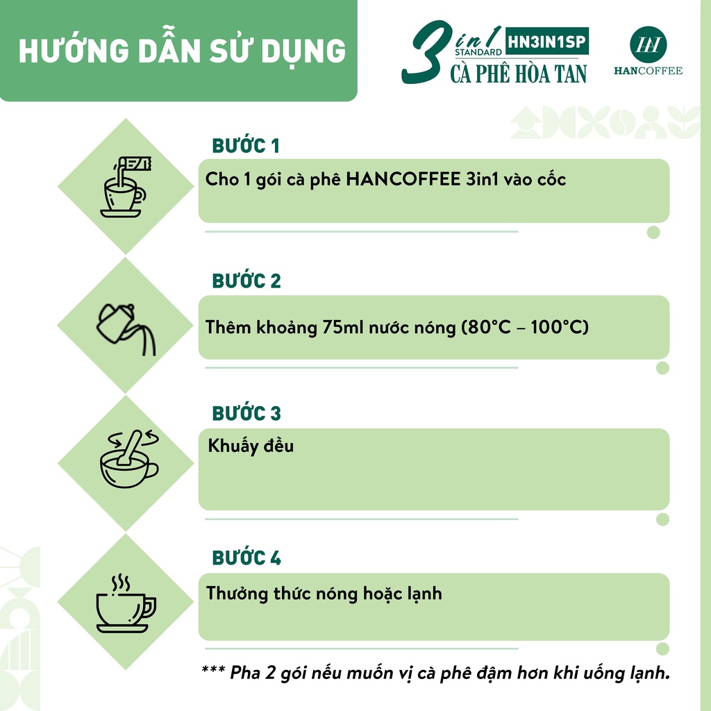 Cà Phê Hoà Tan 3in1 Standard HANCOFFEE Sấy Phun Đậm Vị Cà Phê, Ngọt Nhẹ, Béo Ngậy 40 Gói - HN3IN1SP