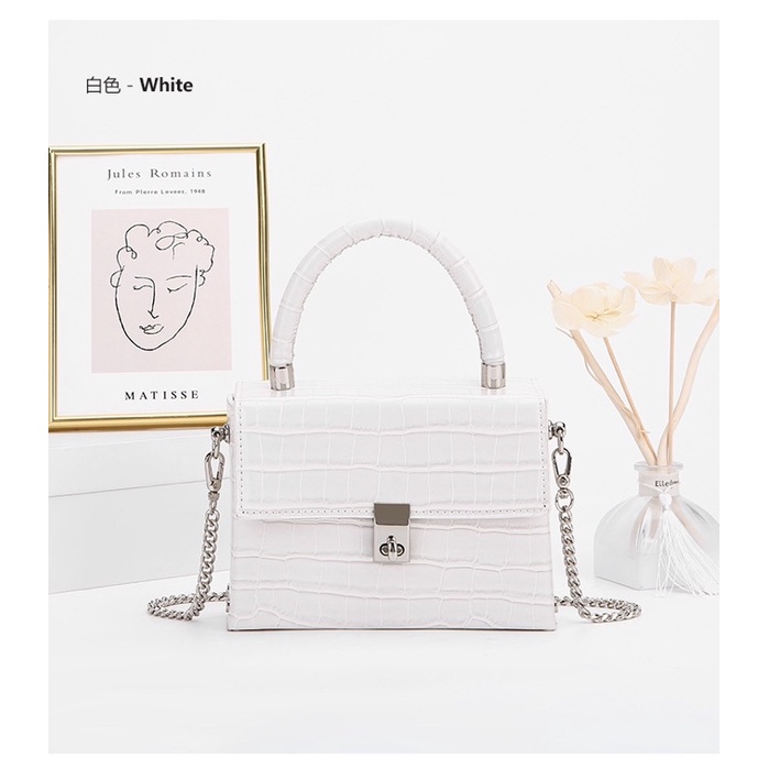 Túi Đeo Chéo Hình Vuông Nhỏ Họa Tiết Da Cá Sấu Thời Trang