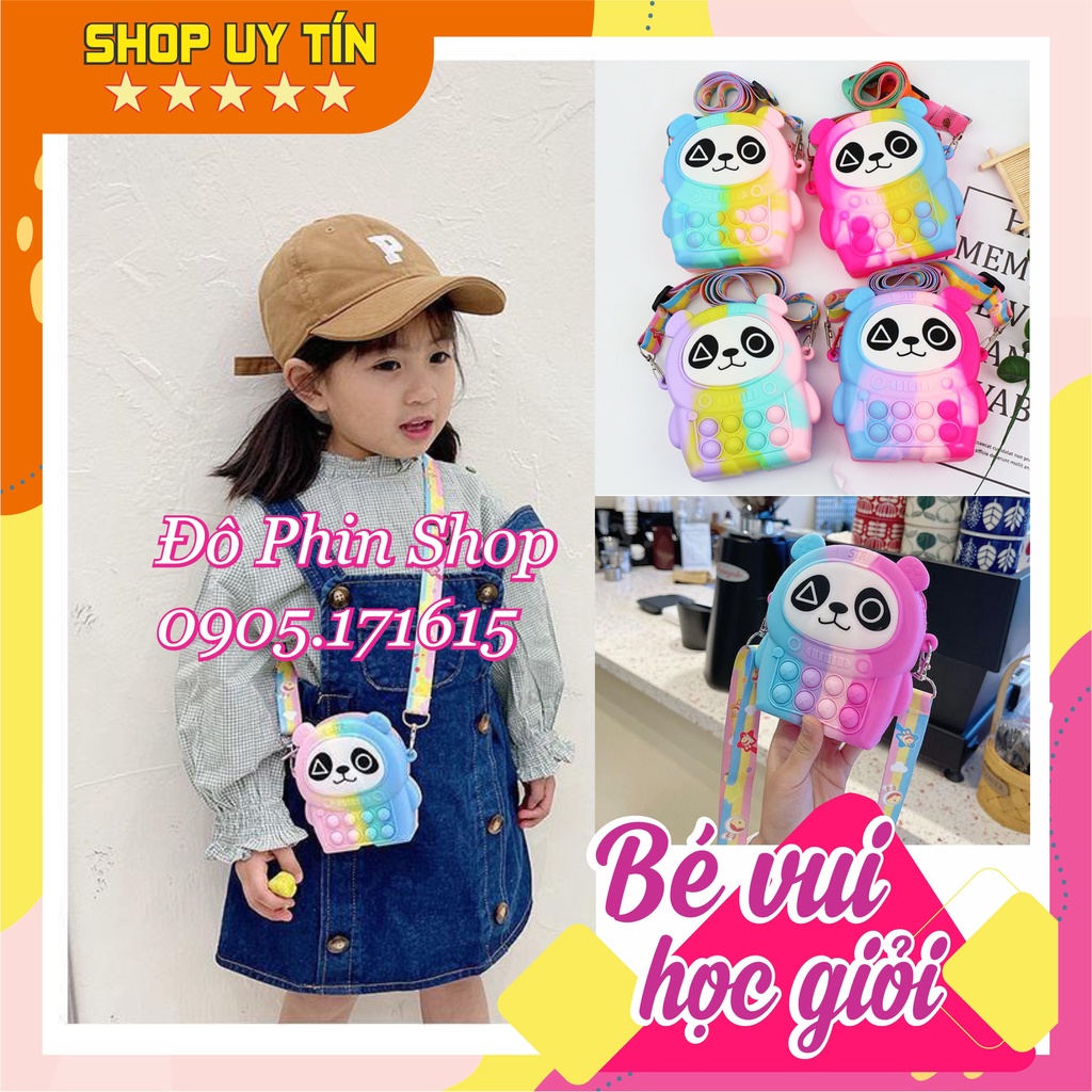 [Mới 2023] Túi xách silicon đeo chéo hình gấu trúc cho bé thời trang đựng bao bì lì xì, mỹ phẩm