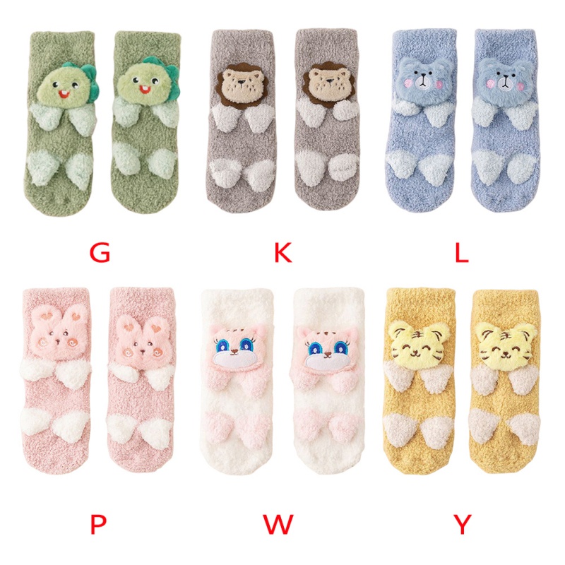 Vớ Ống Dài Lót Lông Cừu Dày Dặn Chống Trượt Họa Tiết Hoạt Hình Dễ Thương Cho Bé Sơ Sinh