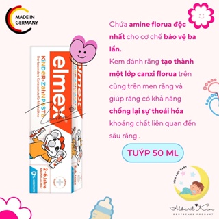 Kem đánh răng trẻ em Elmex, kem đánh răng nuốt được cho bé từ 0 tuổi đến 12 tuổi, tuýp 50-75ml
