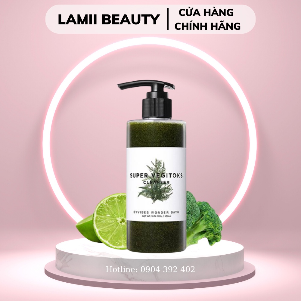 Sữa rửa mặt rau củ Super Vegitoks cleanser WB xanh 300ml