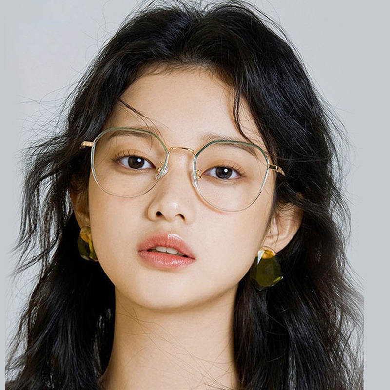 Mắt Kính Gọng Tròn Bằng Kim Loại Chống Bức Xạ &amp; Ánh Sáng Xanh Trong Suốt Cho Nam &amp; Nữ