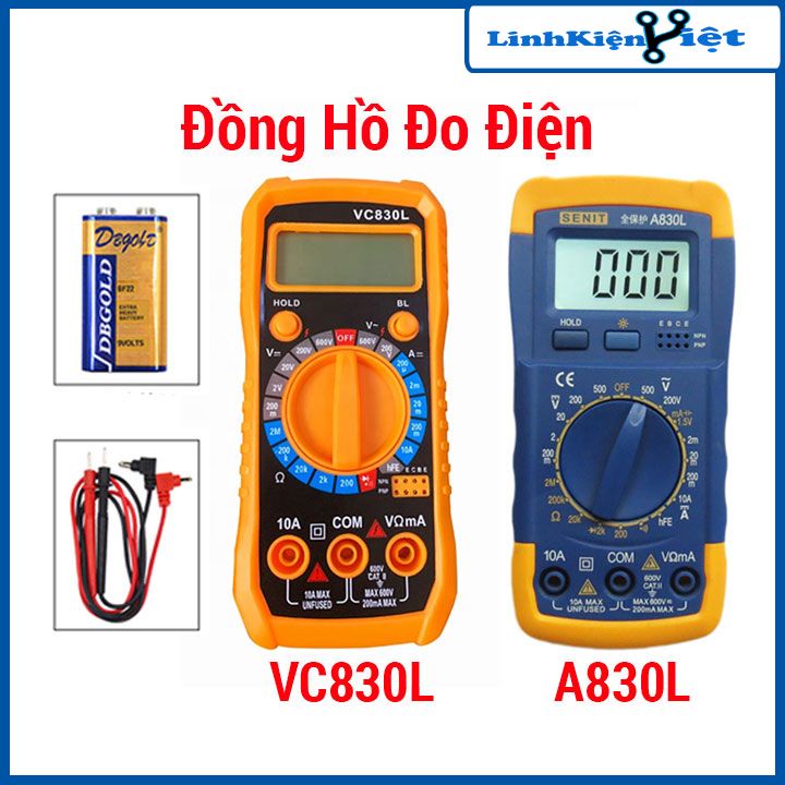 Đồng hồ vạn năng Digital Multimeter A830L, VC830L, VC830, 830L tặng kèm pin 9V