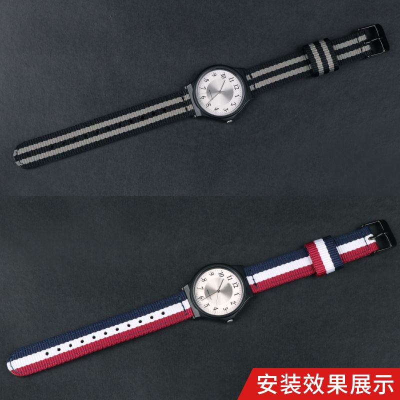 Dây đeo Nylon thay thế Casio MQ24 MQ71MQ76 MW59 Dây đeo đồng hồ màu đen nhỏ cổ điển dành cho nữ 16mm