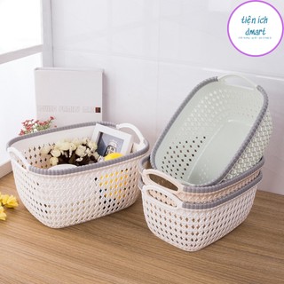 Giỏ nhựa đựng đồ đan hoa Việt Nhật 2 kích cỡ nhỏ 3377