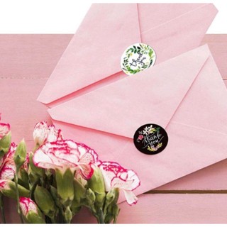 30 tem dán nhãn chữ in lụa thank you