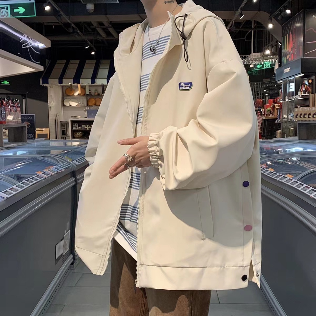 Áo Khoác Nam Thời Trang Tay Dài Có Nón Màu Trơn Phong Cách Retro Hàn Quốc Cho áo khoác nam cao cấp áo khoác bomber áo khoác gió nam nữ