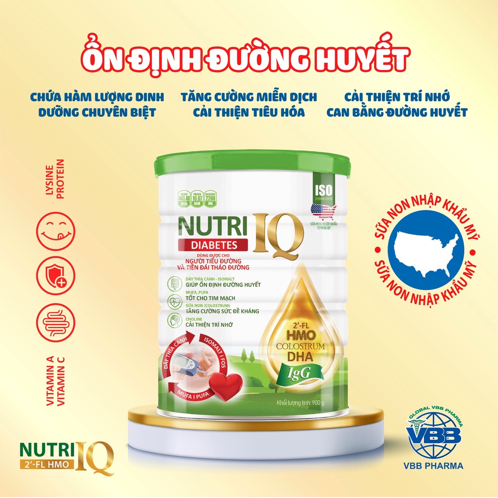Sữa Nutri IQ Diabetes dành cho người tiểu đường và đái tháo đường
