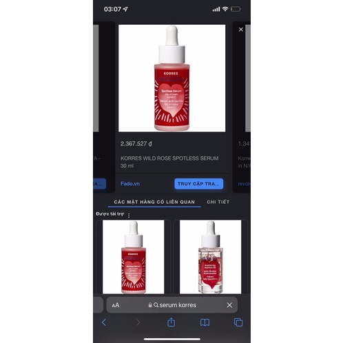 Tinh chất vitamin C hoa hồng Korres Wild Rose 15% Vitamin C Spotless Serum