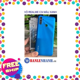 Vỏ realme c3i màu xanh có kính camera + khay sim