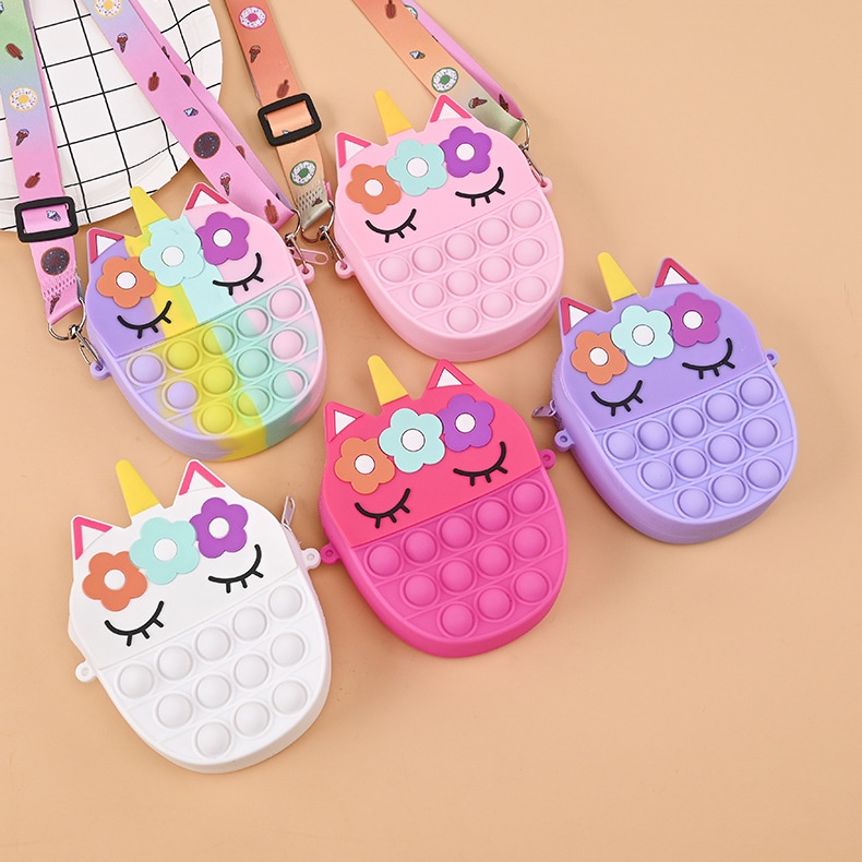 Túi Đeo Chéo Bằng Silicon Hình Kỳ Lân Dễ Thương Cho Bé